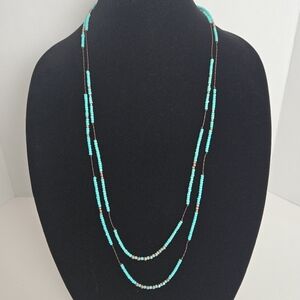 Double strand faux turquoise necklace